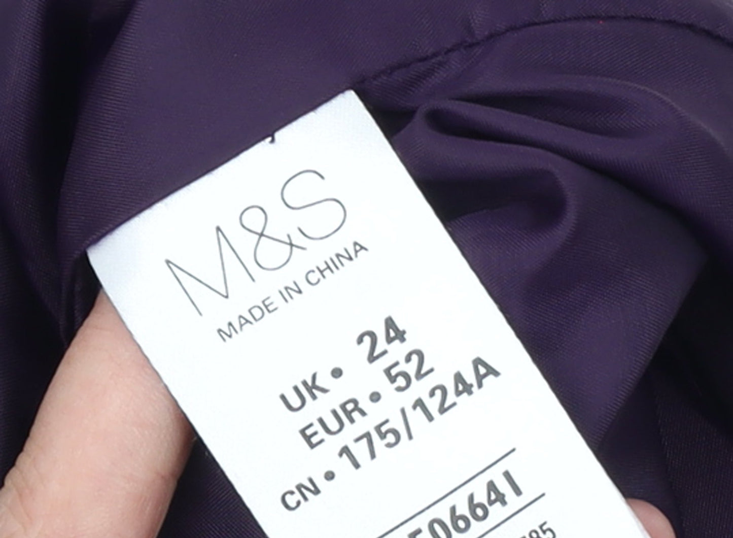 Marks and Spencer Women’s Purple Quilted Zip Jacket Size 24