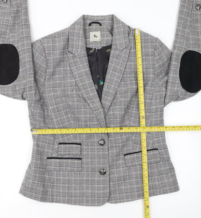 Tu Women Grey Check Single-Breasted Suit Jacket Size 14