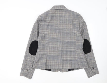 Tu Women Grey Check Single-Breasted Suit Jacket Size 14
