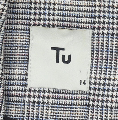 Tu Women Grey Check Single-Breasted Suit Jacket Size 14