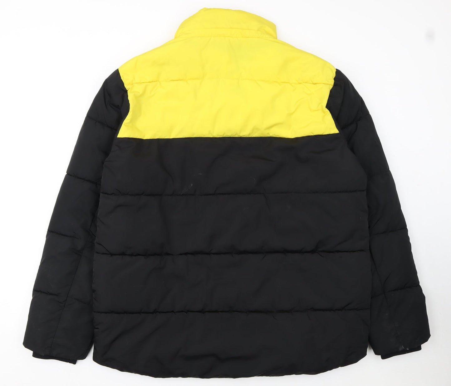 Primark Mens Black Yellow Puffer Jacket XL Winter Polyester