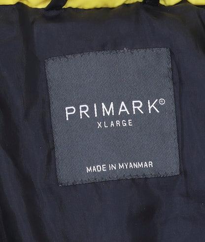 Primark Mens Black Yellow Puffer Jacket XL Winter Polyester