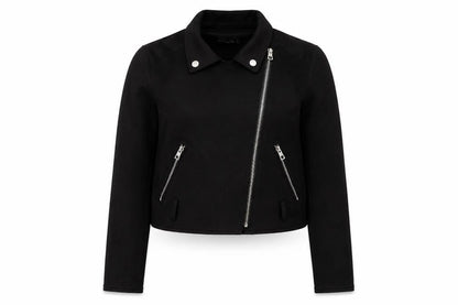 PRETTYLITTLETHING Womens Black Size 8 Biker Jacket Cropped Zip Style