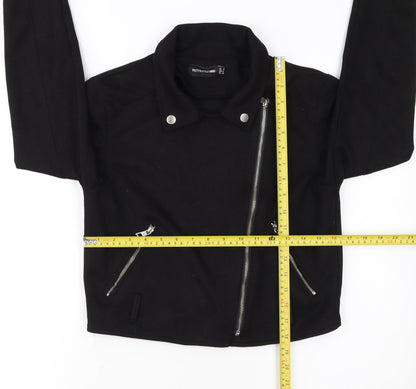 PrettyLittleThing Womens Black Size 8 Biker Jacket Cropped Zip Style