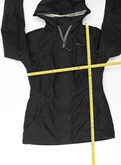 Quechua Women's Black Waterproof Hooded Rain Jacket Size S
