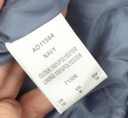 Cotton Traders Women's Blue Size 10 Long Hooded Quilted Puffer Coat