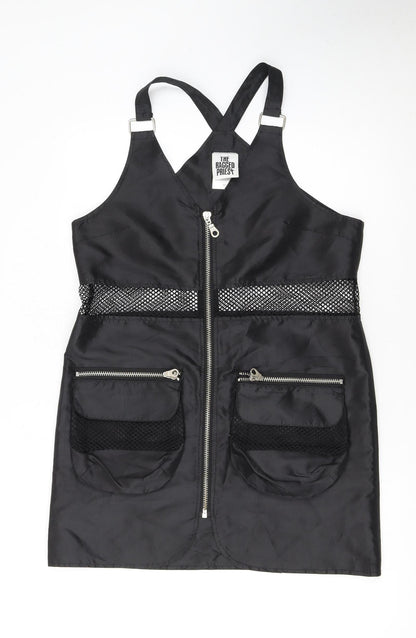 The Ragged Priest Women's Black Mesh Zip Pinafore Dress Size M