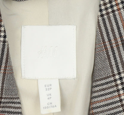 H&M Women's Brown Check Double-Breasted Blazer UK 4P