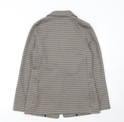 H&M Women’s Brown Houndstooth Petite Blazer Jacket UK 6P Classic Workwear