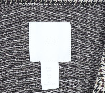 H&M Women’s Brown Houndstooth Petite Blazer Jacket UK 6P Classic Workwear