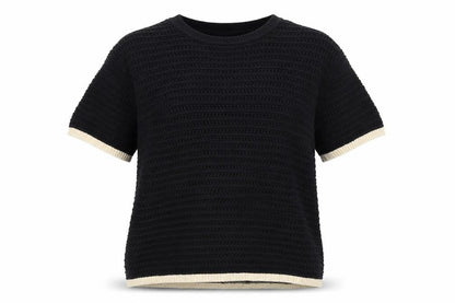 Marks and Spencer Womens Black Open Knit Short Sleeve Jumper M