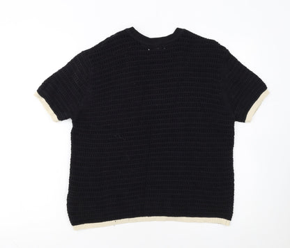 Marks and Spencer Womens Black Open Knit Short Sleeve Jumper M