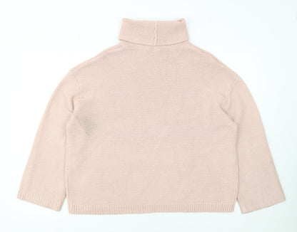 H&M Women’s Pink Roll Neck Chunky Knit Jumper Size 12