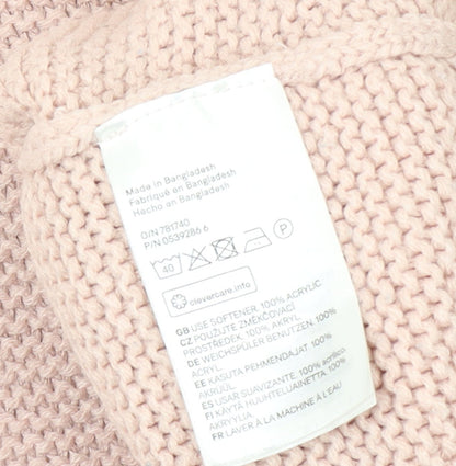 H&M Women’s Pink Roll Neck Chunky Knit Jumper Size 12
