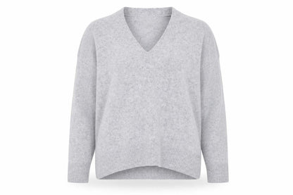 Superdry Women Grey Wool Blend V-Neck Long Sleeve Jumper Size 6