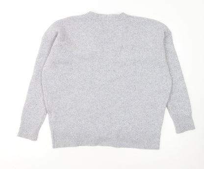 Superdry Women Grey Wool Blend V-Neck Long Sleeve Jumper Size 6