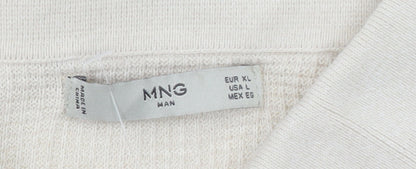 MNG Man Beige Cotton Knit Short Sleeve Polo Shirt XL