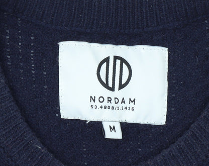 Nordam Men's Blue Fair Isle Knit Crew Neck Jumper Size M