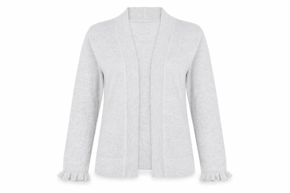 Wallis Women Grey Metallic Knit Long Sleeve Open Cardigan Size S