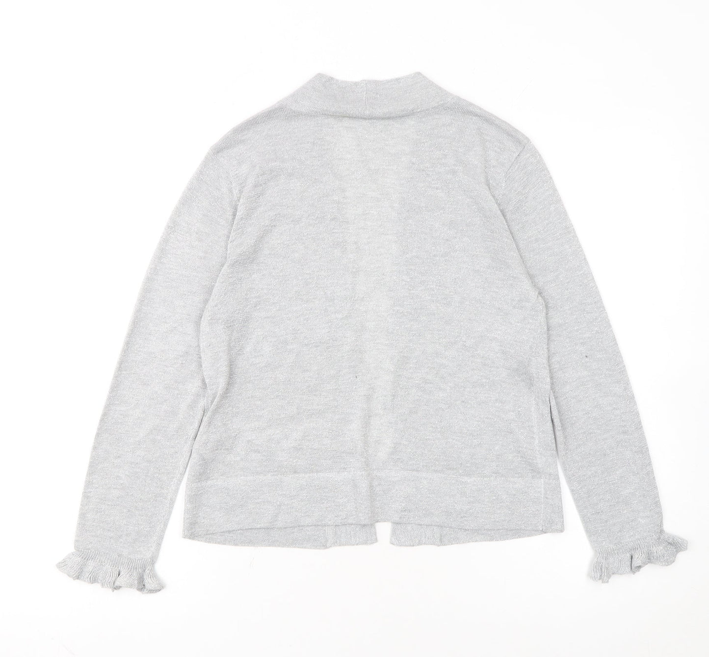 Wallis Women Grey Metallic Knit Long Sleeve Open Cardigan Size S