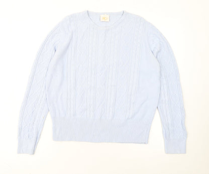 Country Casuals Women Blue Cotton Cable-Knit Jumper M