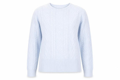 Country Casuals Women Blue Cotton Cable-Knit Jumper M