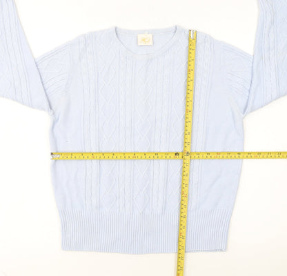 Country Casuals Women Blue Cotton Cable-Knit Jumper M