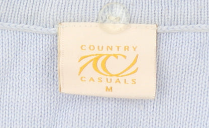 Country Casuals Women Blue Cotton Cable-Knit Jumper M