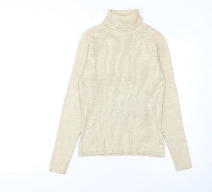 Worthington Women's Beige Roll Neck Knit Jumper Size S