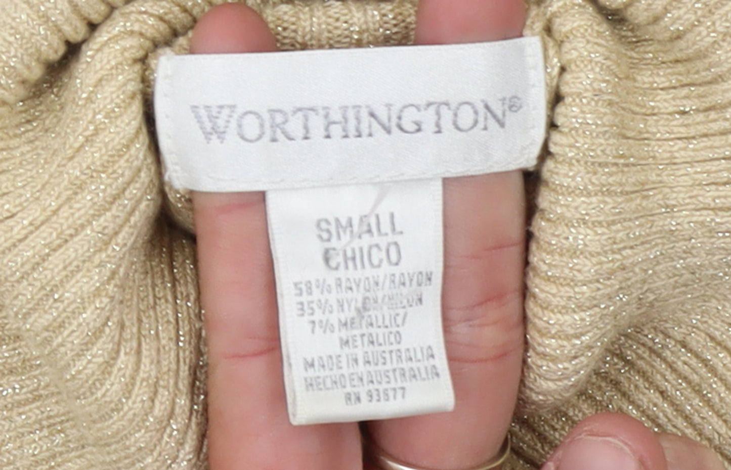 Worthington Women's Beige Roll Neck Knit Jumper Size S