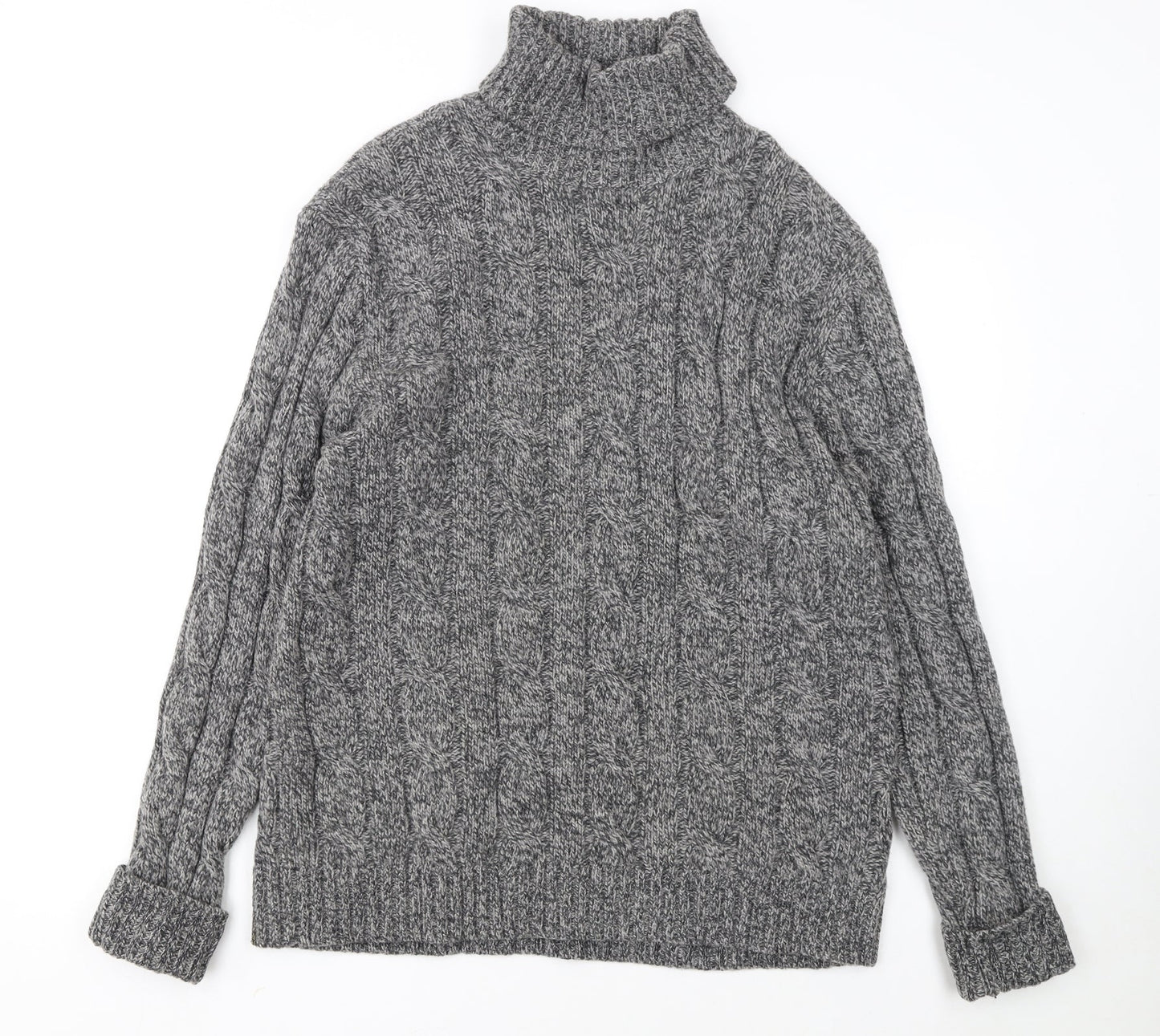 Charles Tyrwhitt Women’s Grey Merino Wool Roll Neck Cable Jumper L