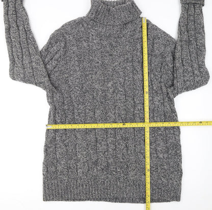 Charles Tyrwhitt Women’s Grey Merino Wool Roll Neck Cable Jumper L
