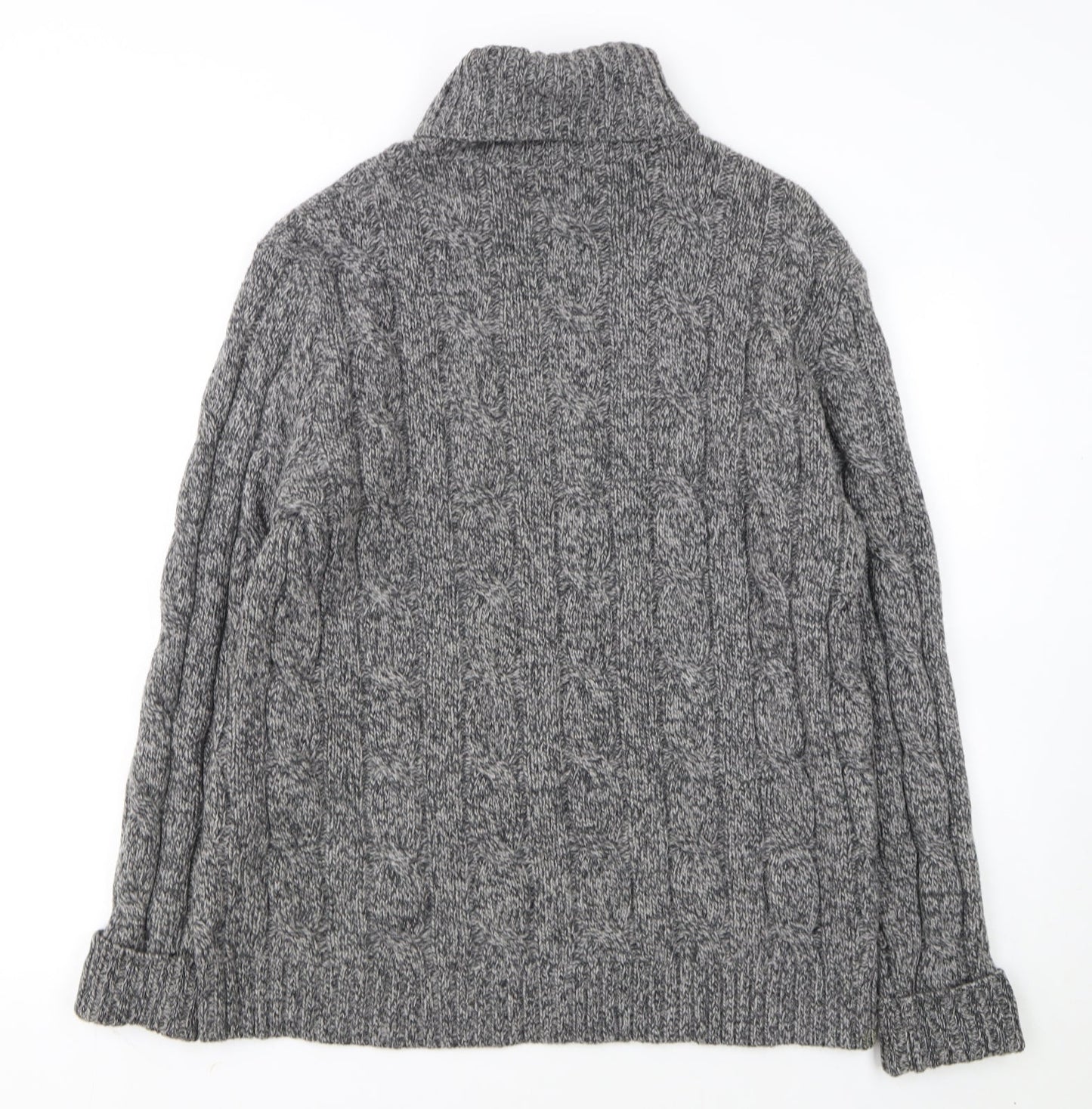 Charles Tyrwhitt Women’s Grey Merino Wool Roll Neck Cable Jumper L