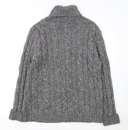 Charles Tyrwhitt Women’s Grey Merino Wool Roll Neck Cable Jumper L
