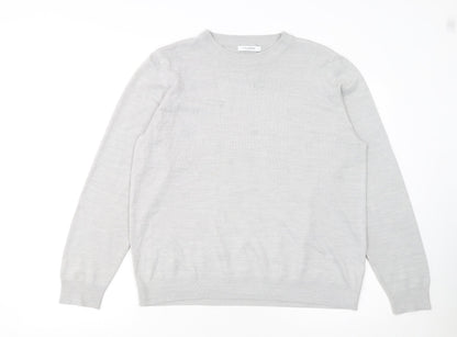 Marks and Spencer Womens Grey Beaded Crew Neck Pullover Jumper Size 16