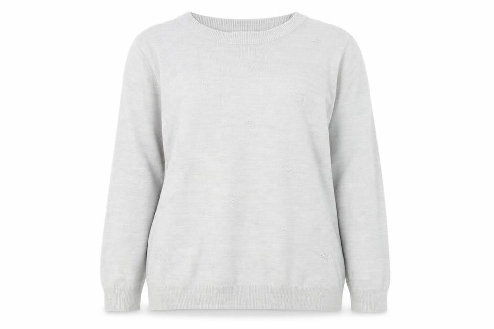 Marks and Spencer Womens Grey Beaded Crew Neck Pullover Jumper Size 16