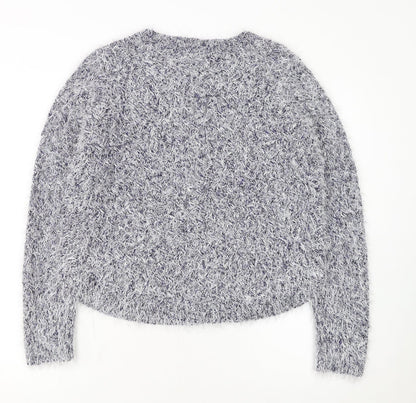 Marks and Spencer Women's Grey Fluffy Knit Jumper Size 12