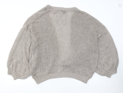 ASOS DESIGN Womens Beige Cotton Open-Knit Cardigan Size 10