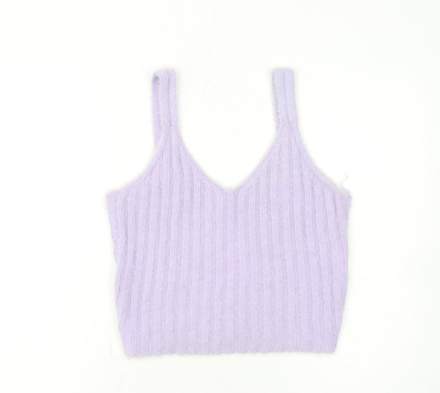New Look Women Purple Cropped Knit Tank Top Size L