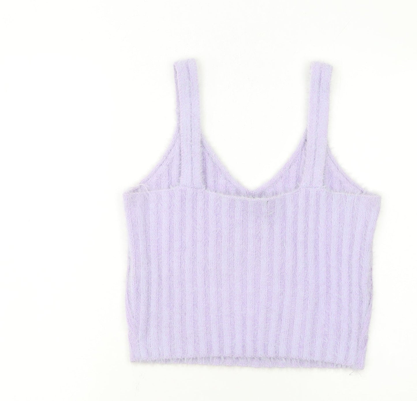 New Look Women Purple Cropped Knit Tank Top Size L