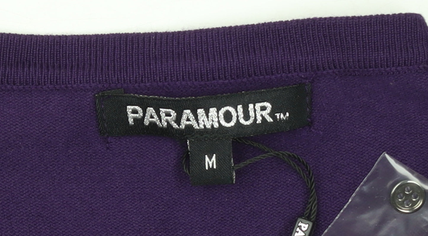 Paramour Women Purple Sequin Crew Neck Knit Cardigan M
