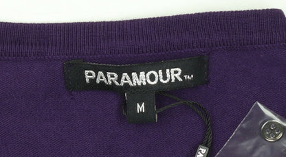 Paramour Women Purple Sequin Crew Neck Knit Cardigan M