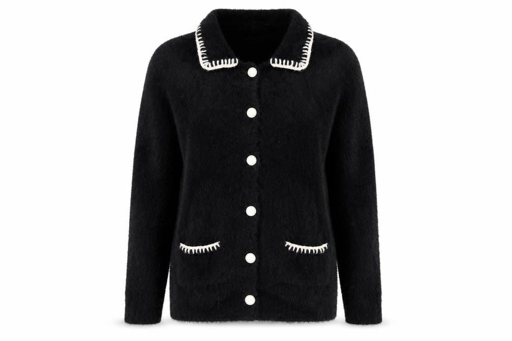 Very Women's Black Collared Knit Button Cardigan Size 8