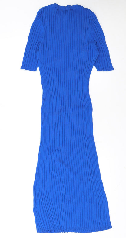 Marks and Spencer Women’s Blue Knit Bodycon Midi Dress Size 16