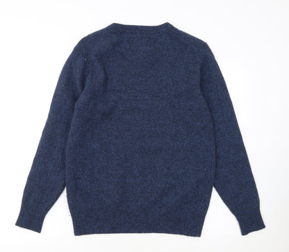 Superdry Men's Blue Lambswool Blend V-Neck Jumper Size L