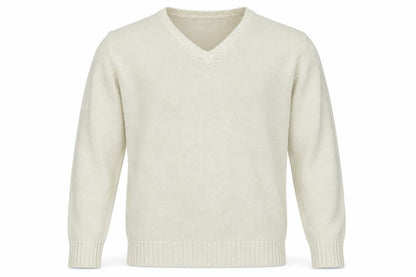 Zara Man Ivory Cotton V-Neck Pullover Jumper L Mens Knitwear