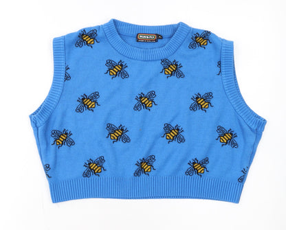 Run & Fly Women's Blue Bee Knit Sleeveless Vest XL