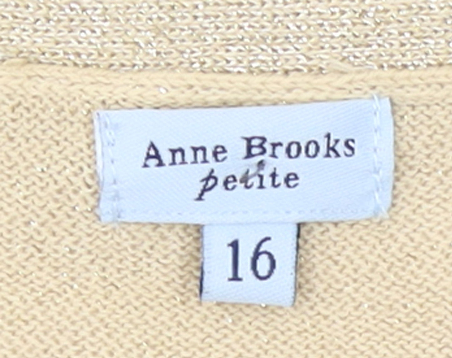 Anne Brooks Womens Beige Petite Size 16 Sequin V-Neck Jumper