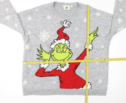 The Grinch Women's Grey Christmas Jumper XL Long Sleeve Crew Neck