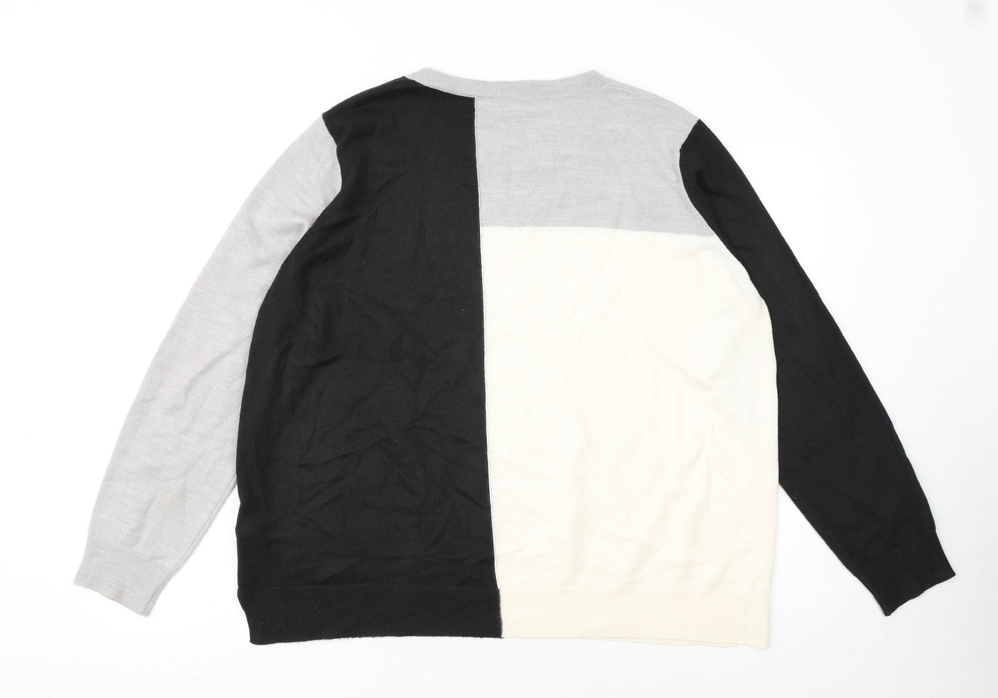 Marks and Spencer Women’s Black Grey Colour Block Cotton Jumper Size 16